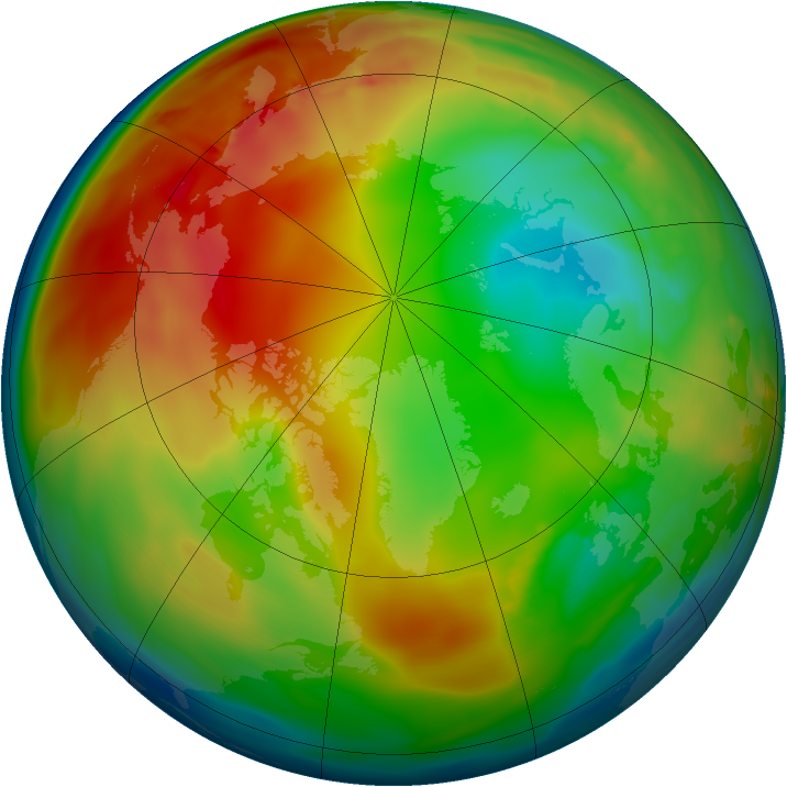 Arctic ozone map for 18 January 2010